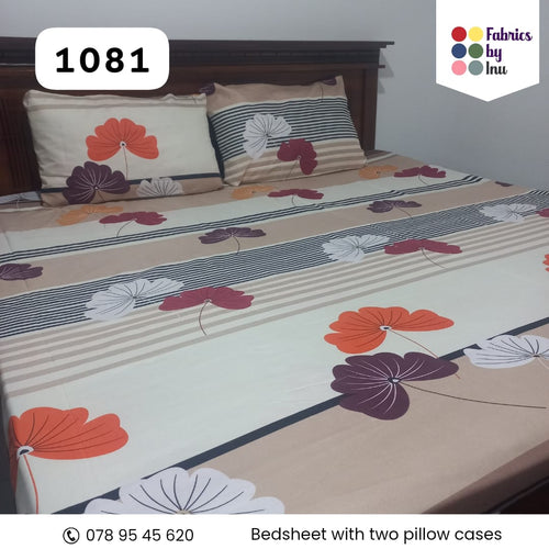 Ginkgo Leaf Pattern Striped Double Bedsheet Set