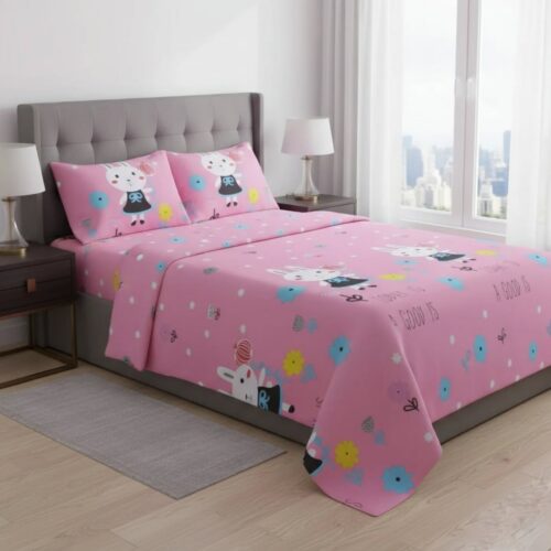 3 Sweet Bunny & Blooms Bedsheet Set