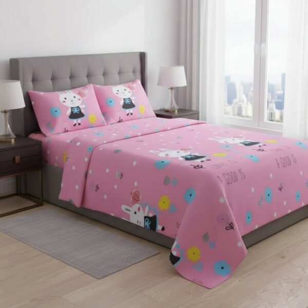 3 Sweet Bunny & Blooms Bedsheet Set