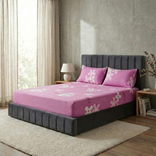 Pink Smile & Floral Bed Sheet Set