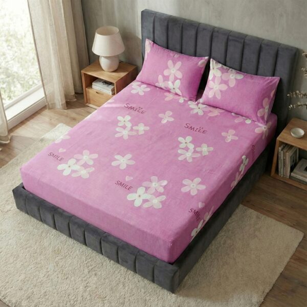 Pink Smile & Floral Bed Sheet Set
