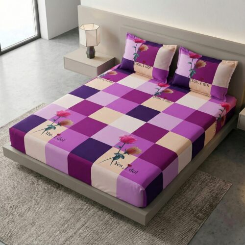 Modern Red Rose & Monochrome Checkered Style Bedding Set