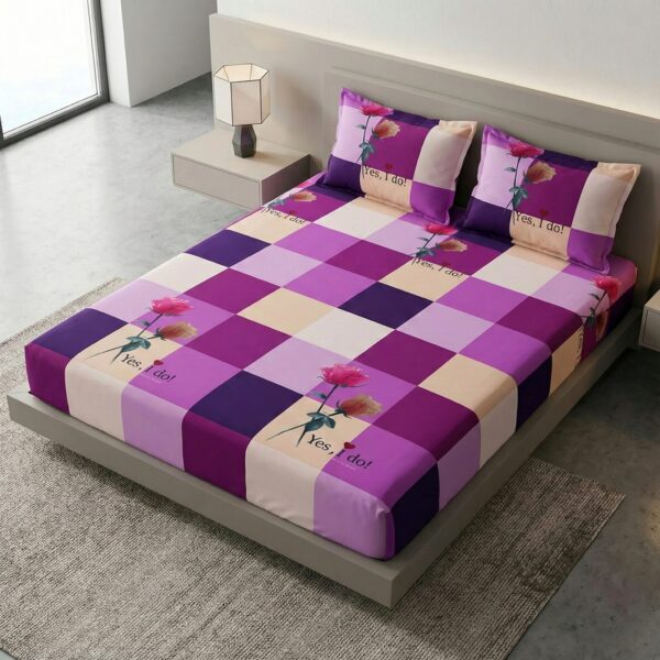 Modern Red Rose & Monochrome Checkered Style Bedding Set