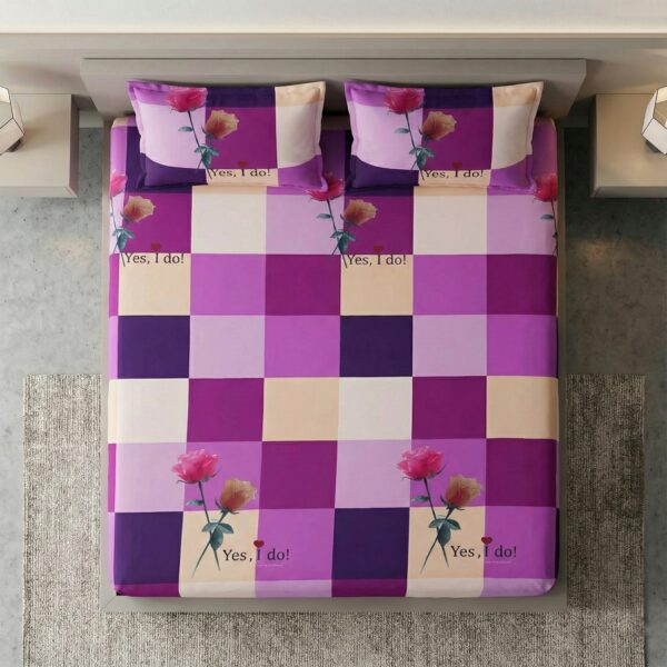 Modern Red Rose & Monochrome Checkered Style Bedding Set