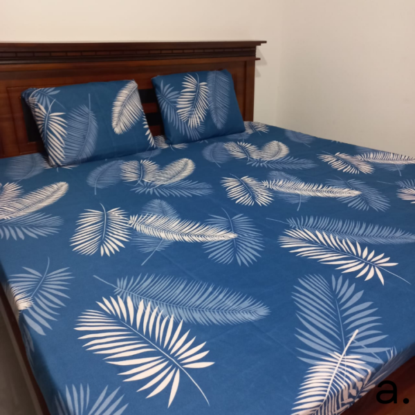 Midnight Blue & White Tropical Palm Leaf Bedding Set