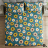 Teal Summer Garden Vibrant Sunflower Floral Bedding Set