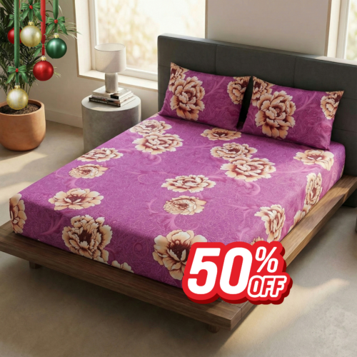 The Royal Amethyst Peony Garden Luxury Fitted Sheet Set