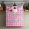 Modern Pink Plaid Whimsical Tree Design & "Good Night" Bedding Set