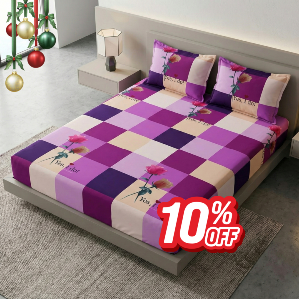 Modern Red Rose & Monochrome Checkered Style Bedding Set