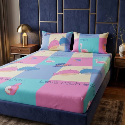 The Playful Ocean Collection Pastel Whale Print Bedding Set