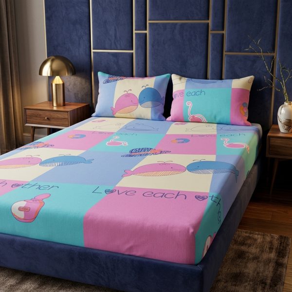 The Playful Ocean Collection Pastel Whale Print Bedding Set