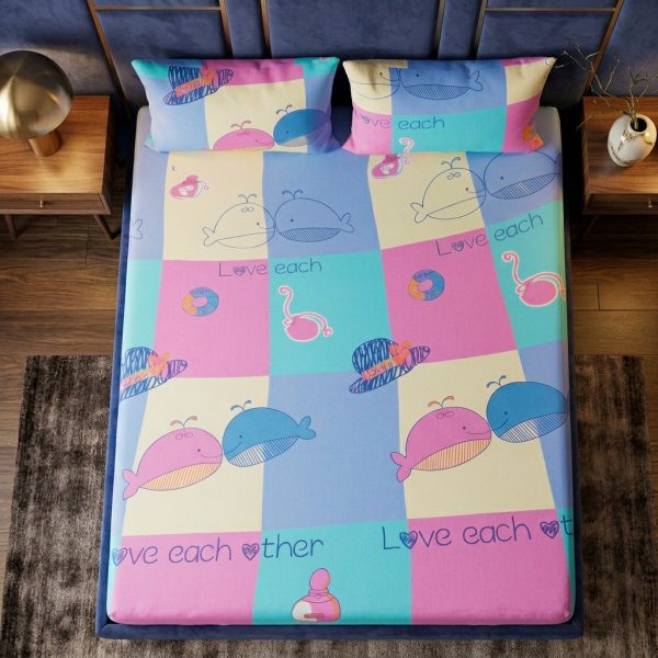 The Playful Ocean Collection Pastel Whale Print Bedding Set