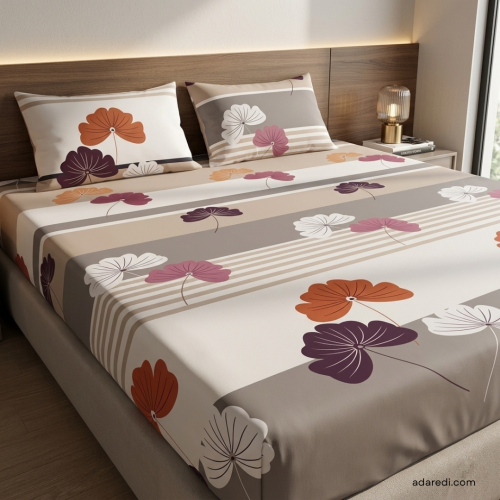The Earthy Horizon Collection Stylized Floral Striped Bedding Set