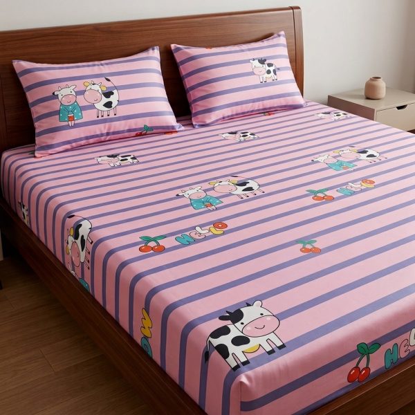 The Sweet Cherry Cow Pastel Dream Bedsheet Set The Sweet Cherry Cow Pastel Dream Bedsheet Set