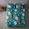 Modern White Floral & Tropical Leaf "Teal Oasis" Bedsheet Set Modern White Floral & Tropical Leaf "Teal Oasis" Bedsheet Set