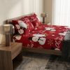 Festive Santa & Snowman "Merry Christmas" Bedsheet Set Festive Santa & Snowman "Merry Christmas" Bedsheet Set